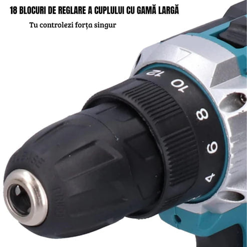 DrillMaster | Elektromos ütvefúró akkumulátorral (Teljes német készlet)