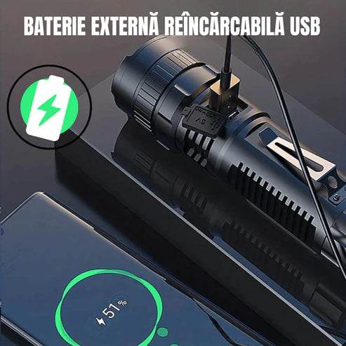 Taktikai zseblámpa készlet német lézerrel + Doboz + Ingyenes pót Akku – TitanLux™